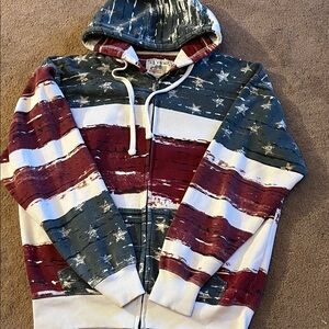 Men's Zip-Up Sweater with Patriotic Design